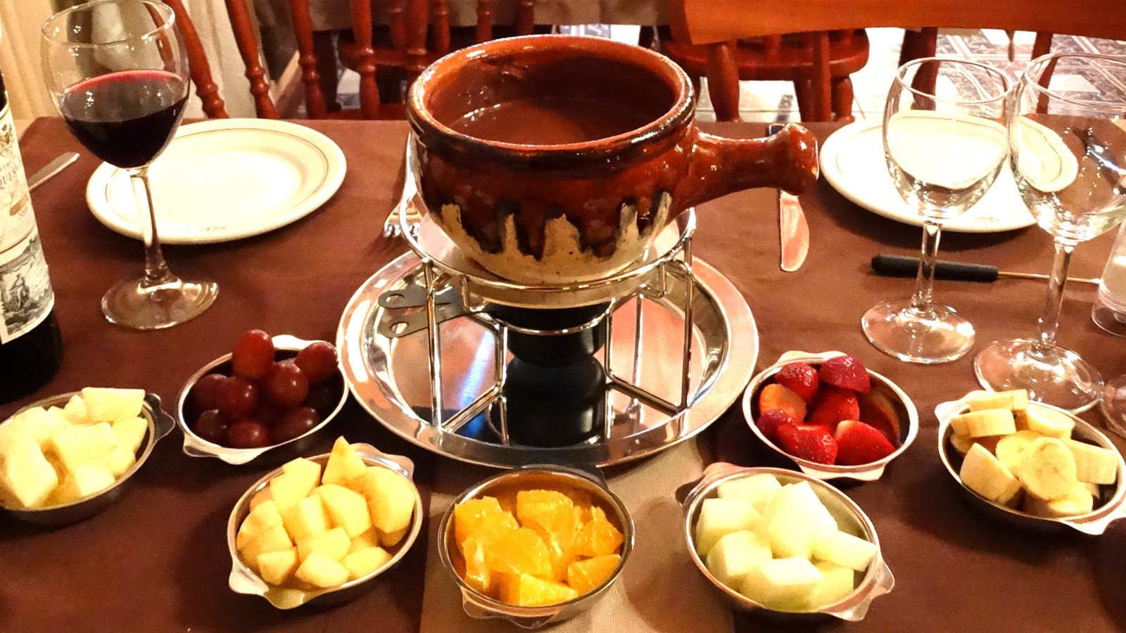 Fondue servido no restaurante Château Allemand